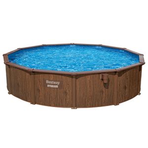 Bestway® Hydrium™ Stahlwandpool Komplett-Set mit Sandfilteranlage Ø 550 x 130 cm, Holz-Optik (Palisander), rund