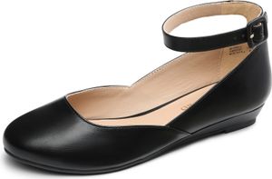 DREAM PAIRS Ballerinas Damen Riemchenballerina Ballerinas Elegant Flats Schuhe, Farbe: Schwarz Pu, Größe: 35