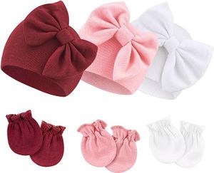 Neugeborenes Baby Mütze Hut und Handschuhe Set Beanie Bekleidung Uni Infant Hut Kindergarten Mütze Baby Jungen Mädchen 0-6 Monate