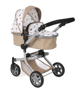 Bayer Chic 2000 - Kombi-Puppenwagen Mika, Puppenwagen mit umwandelbarer Babywanne, Bärchen beige