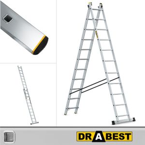 Drabest - Aluminium-Leiter pro 2-teilig 2x11 Stufen, Belastbarkeit 150kg