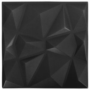 3D nástenné panely vidaXL 12 ks. 50x50 cm diamantovo čierne 3 m²