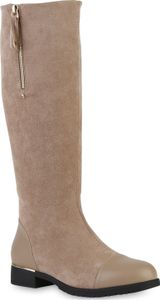 VAN HILL Damen Leicht Gefütterte Klassische Stiefel Profil-Sohle Schuhe 840545, Farbe: Khaki, Größe: 37