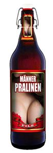 Männer Pralinen - 1 Liter Flasche Bier mit Bügelverschluss Geschenkidee