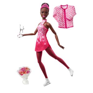 Barbie Eiskunstläuferin Puppe (schwarze Haare), Barbie Set inkl. Zubehör