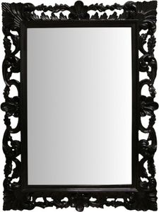 Casa Padrino Barock Wandspiegel Schwarz  Klavierlack, Höhe 117 cm, Breite 87 cm - Edel & Prunkvoll