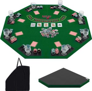 COSTWAY 120 cm velký, skládací pokerový stůl pro 8 hráčů, přenosný stůl Texas Hold'em s taškou na přenášení, držáky na nápoje a přihrádkami na žetony