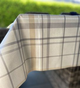 PVC Tischdecke Aberdeen beige braun kariert - Wachstuch -Breite & Länge wählbar - abwaschbare Tischdecke , Größe:80 x 80 cm