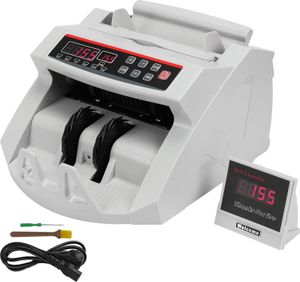 VEVOR FJ0288 Geldzählmaschine Weiß mit Echtheitprüfung Banknotenzähler 1000 Stück/min mit UV- und MG-Systeme Geldscheinzähler mit LED Bildschirm