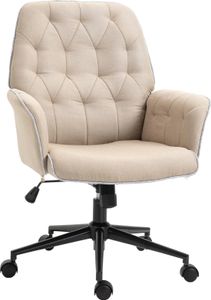Vinsetto Bürostuhl mit Wippenfunktion Drehstuhl Home-Office-Stuhl höhenverstellbarer Schreibtischstuhl ergonomisch 360°-Drehräder Schaumstoff Beige 66 x 69 x 89,5-97 cm