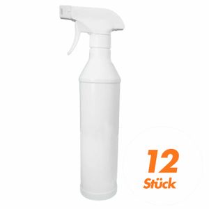 Sprühflasche leer mit Sprühkopf 500ml ohne Beschriftung in der Farbe weiß -perfekt zum Auftragen des Reinigers an der gewünschten Stelle - VPE 12 Stück