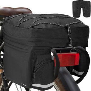 Taška na batožinu 60 L Vodotesná taška na bicykel na nosič batožiny s odrazkami a krytom Čierna 23798