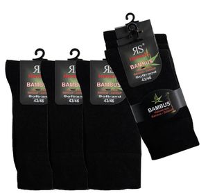 6 Paar Bambus Viskose Socken Softrand ohne Gummi für Damen und Herren Gr. 43-46 schwarz