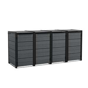 Keter Mülltonnenbox "Hide Away" 4x 240L Anthrazit - 272x84x121 cm - nahtlos erweiterbar - naturgetreue Holzoptik