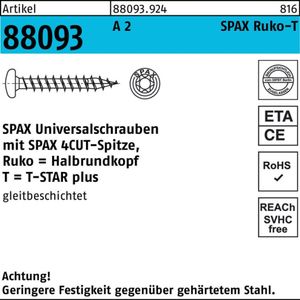 SPAX Universalschraube - Halbrundkopf - T-STAR plus - VG - A2 - 4,0x40 - 200 Stk