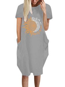 DamenT-Shirt Kleider Sommer T-Shirt Kleid Casual Short Sundress,Farbe:Grau,Größe:M