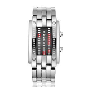 Binäre Uhr 30 Meter wasserdichte LED -Bildschirm Einstellbar binär bequem zu tragen modischen Studenten Elektronische Uhr täglich Kleidung-Silber 2