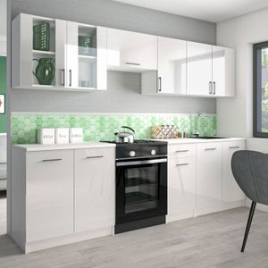 Roe Furniture | Küchenzeile - 260 cm - Weiß (Hochglanz) - Einbauküche, Küchenblock, Singleküche, Singleküchenblock, Küchen - Tischplatte Weiß