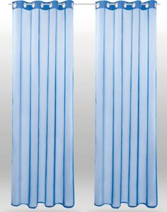 2er Pack Gardine Transparent Noella Ösen, Größe: 140 x 145cm (Blau)