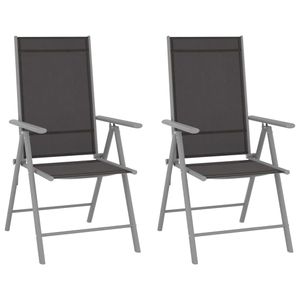 vidaXL Záhradné stoličky skladacie 2 ks Textilné čierne