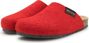 PANTOFFELMANN Bio Filzclog mit Korkfußbett & ABS-Filzsohle Herren Damen Filz Clog Hausschuhe Filzpantoffel rot 37