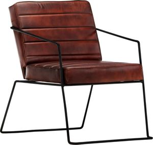 【Neu】Sessel Sessel Dunkelbraun Echtleder Gesamtgröße:52 x 70 x 71 cm BEST SELLER-Möbel-Stühle-Sessel im Landhaus-Stil