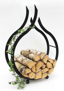 DanDiBo stojan na palivové drevo Kovový čierny plameň Stojan na palivové drevo 78 cm Kôš na drevo Stojan na palivové drevo