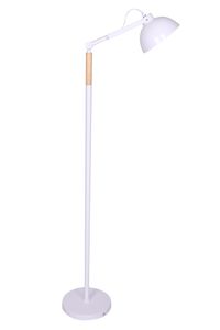 SalesFever Stehleuchte skandinavisch | verstellbarer Leuchtarm | Gestell Metall und Holz | B 25 x T 37 x H 149 cm | weiß - natur