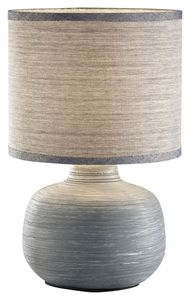 Tischlampe - Grau - Stoffschirm - Keramik - H 28 cm