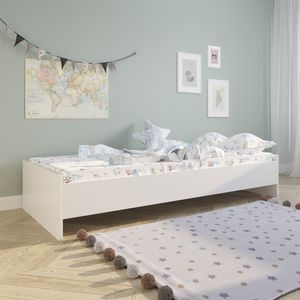Kinderbett Jugendbett 90x200 cm weiß mit Lattenrost, MDF-Holz, Skandi, Gästebett ' Europe'