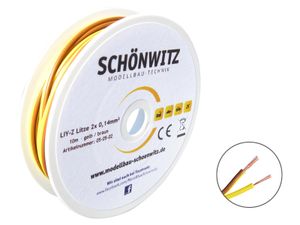 Schönwitz 50217 10m LIYZ Zwillingslitze 2x 0,14mm² gelb / braun