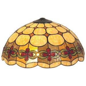 Clayre & Eef Lampenschirm Tiffany Ø 50 cm Beige Rot Glas Halbkreis Blumen
