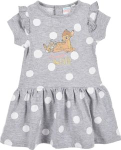 Disney Baby - Bambi – Kleid für Mädchen – Kleid mit Druckknopfverschluss, kurze Ärmel, Bambi Design – grau – Größe – 9–12 Monate (80)