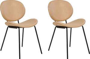 BELIANI Esszimmerstühle 2er Set Sandbeige aus Kunstleder Schwarze Beine Modernes Retro Design für Esszimmer BELIANI Esszimmerstühle 2er Set Sandbeige aus Kunstleder Schwarze Beine Modernes Retro Design für Esszimmer