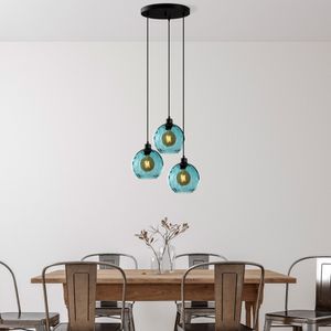 Opviq, Benek - 20-14322, Kronleuchter, Blau, METALLKÖRPER, 44 x 44 x  40 - 120 cm