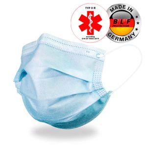 Medizinischer Mundschutz von BLF Protection, 3-lagig, 50 Stk., blau