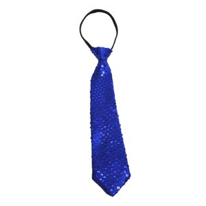 Herren-Krawatte mit glänzenden Pailletten, Vintage, formeller Business-Stil, verstellbares Gummiband, einfarbig, leichte Anzugweste, Performance-Bühnenshow-Krawatte, Königsblau