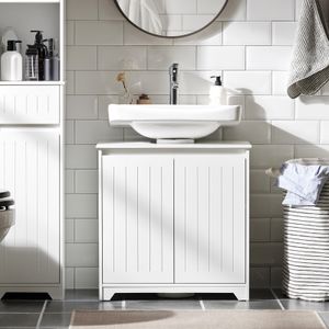 SoBuy BZR108-II-W Waschbeckenunterschrank Badezimmer Schrank Waschtisch Unterschrank Badezimmerschrank Badezimmermöbel Weiß BHT ca. 60x60x30cm