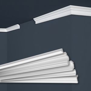 MARBET DESIGN Stuckleisten XPS Styropor weiß - Deckenleisten Deckenstuck Leisten E-Leisten - (2 Meter / 1 Leiste E-2)