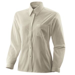 Damen-Bluse, langarm, Kentkragen, tailliert, sand, Größe 46 : 46 : 60% Baumwolle 40% Polyester 120 g/m² : sand