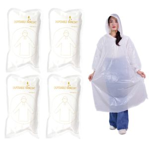 Einweg-Regenponchos Regenschutz - Transparentes Regencape mit Kapuze, ideal für Festival, Karneval, Camping und Fahrradfahren,（Weiß）