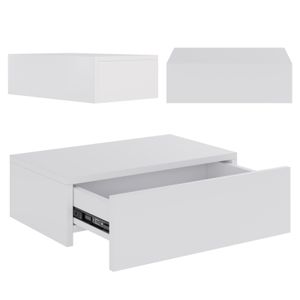 Premium Nachttisch Wandregal Kommode Wandboard Nachttischschrank mit einer Schublade schwebend hängend Weiß matt
