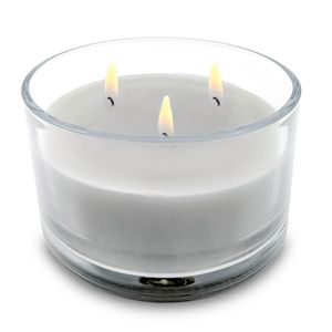 3-Docht Kerze im Glas Ø 13 cm unparfümiert - grau - Stumpen Kerze mit langer Brenndauer - Mehrdocht Kerze Tischkerze Blockkerze im Kerzenglas rund