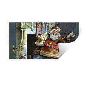 MuchoWow® Nálepka na stenu - Retro Father Christmas - Vianoce - 160x80cm - Samolepiaca a polohovateľná