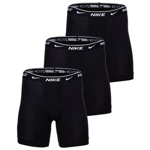 NIKE Herren Boxer Shorts, 3er Pack - Boxer Brief long, Baumwolle Stretch, Logobund Schwarz L