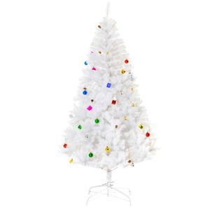 Umelý vianočný stromček 02-0352, sneh, s kovovým stojanom, vrátane dekorácie, biely, 180 cm