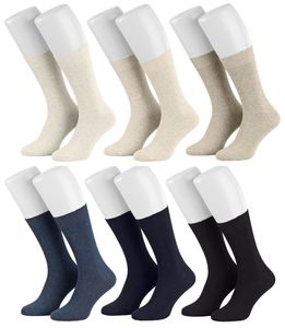 Tobeni 6 Paar Herrensocken Diabetiker Socken Baumwolle ganz ohne Gummi, Farbe:Farbig sortiert, Grösse:43-46