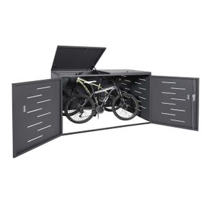 2er-Fahrradgarage HWC-H80, Fahrradbox Geräteschuppen, abschließbar  ohne Pflanzkasten 118x191x100cm anthrazit