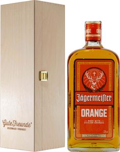 Jägermeister Orange 1,0L mit Geschenk-Holzkiste