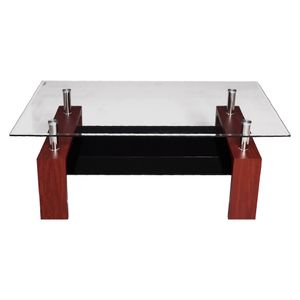 Moderner Couchtisch, Platte aus gehärtetem Glas, Couchtisch mit Ablage, 110x60h45 cm, Farbe Braun